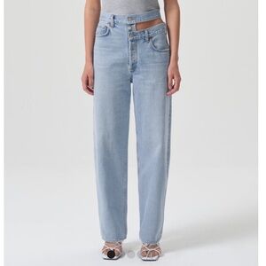 AGOLDE Broken Waistband Jean Organic Cotton Sideline Light Blue Wash 28